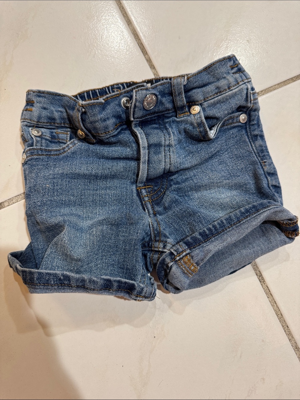 7 For All Mankind Kids Denim Shorts in Blue Wash